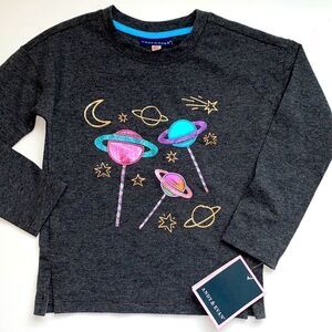 Andy & Evan lollipop planet appliqué tee long sleeve sweater  3T girl